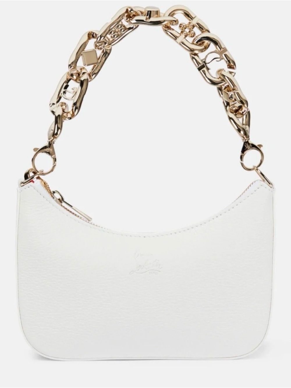 Christian Louboutin White Loubila Chain Mini Leather Shoulder Bag